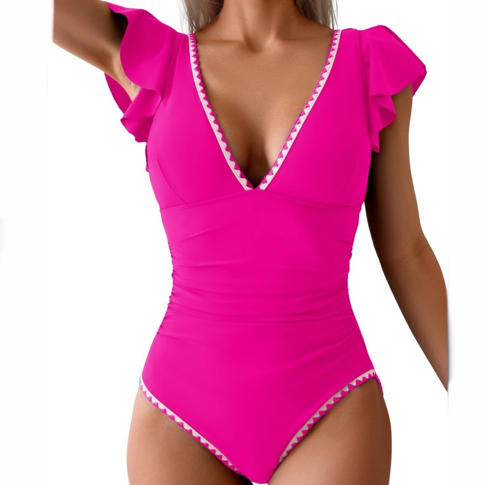 Aidonger Pink One Piece Swimsuit
